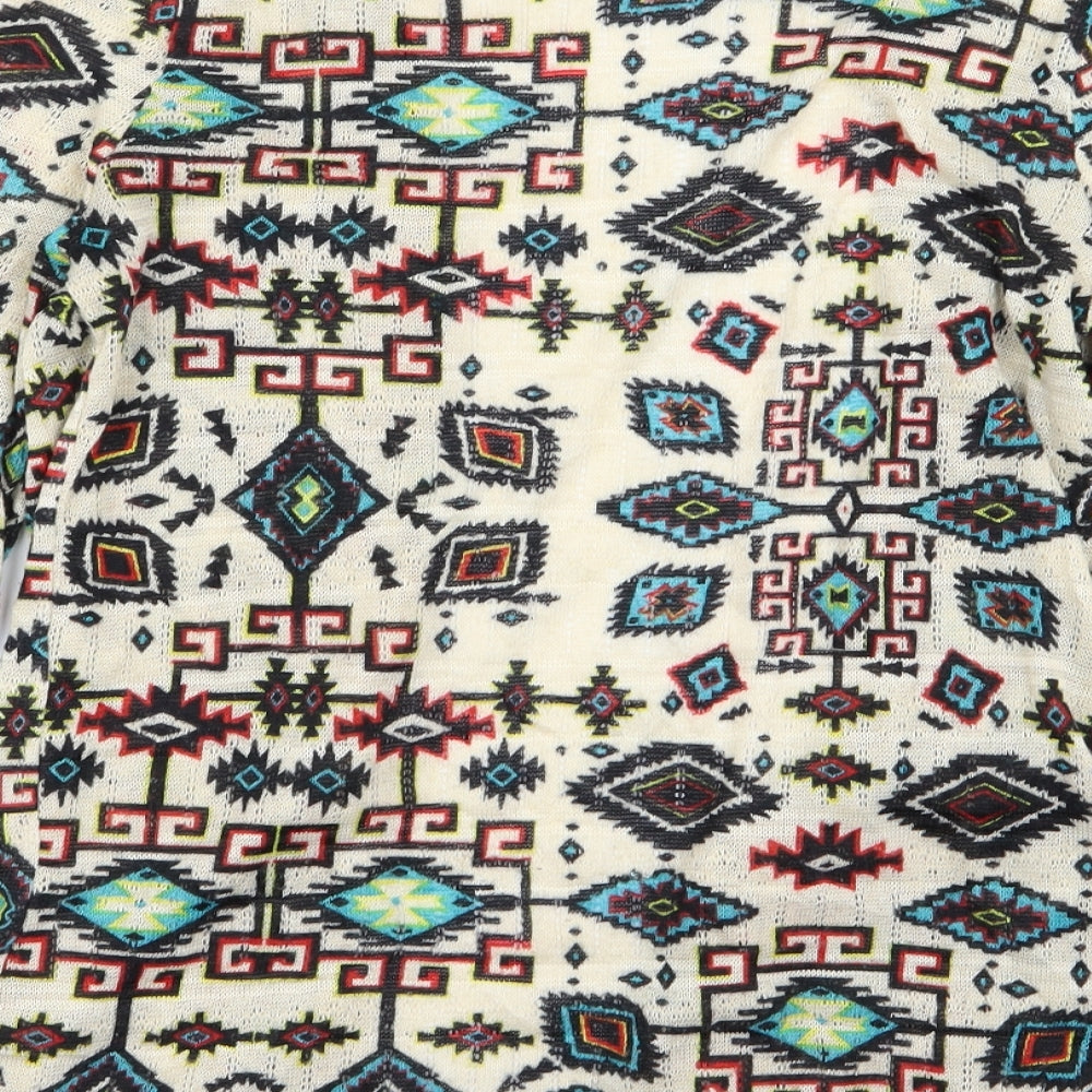 One Love Womens Multicoloured Geometric  Cardigan Jumper Size S
