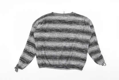 intuition Womens Grey Striped  Pullover Jumper Size 12
