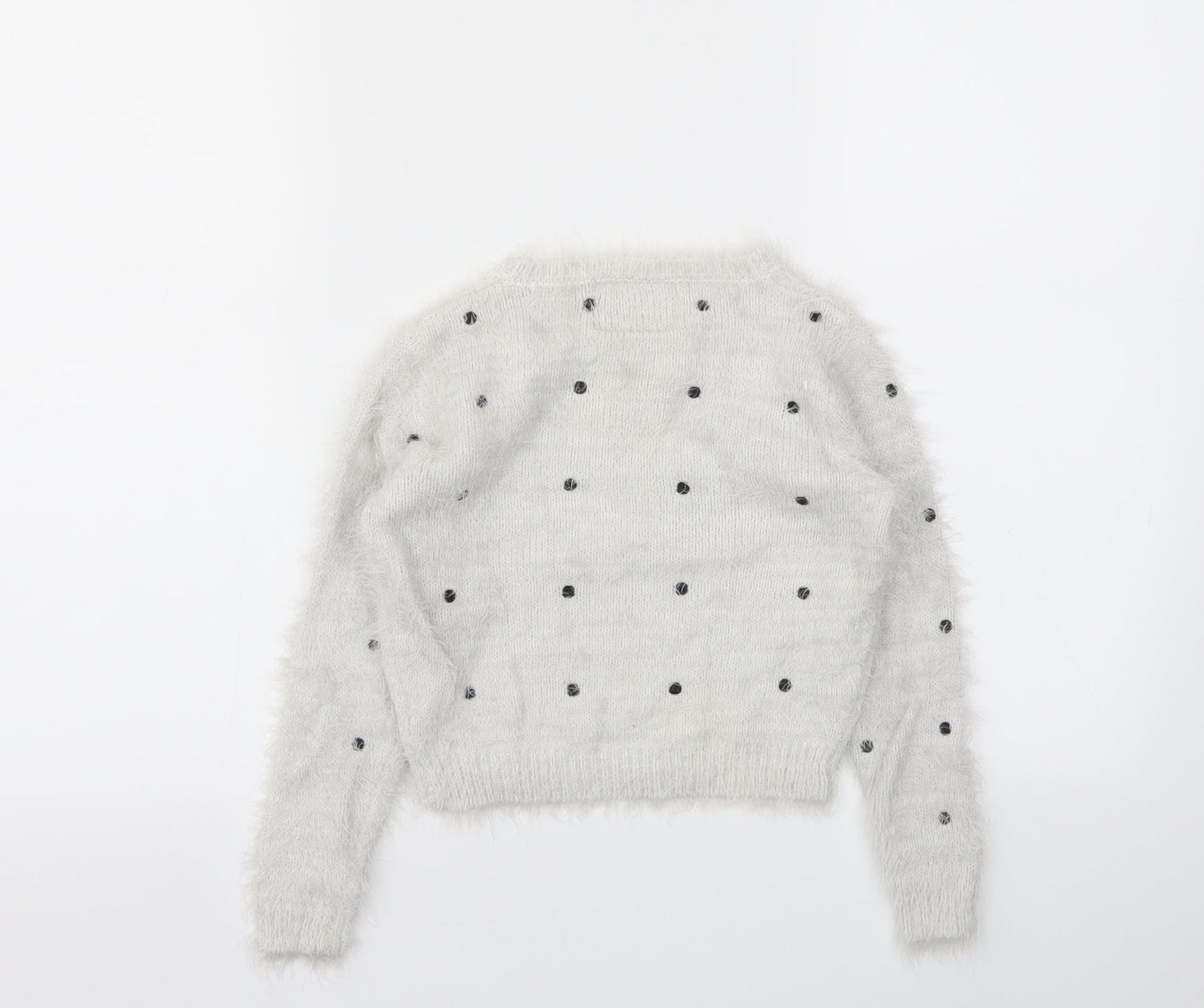 YD Girls Grey Spotted  Pullover Hoodie Size 8-9 Years