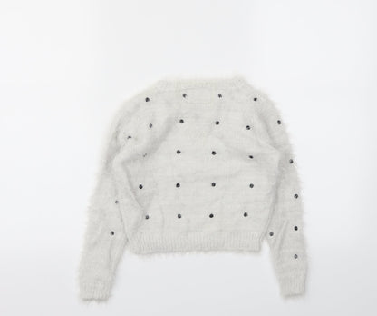 YD Girls Grey Spotted  Pullover Hoodie Size 8-9 Years