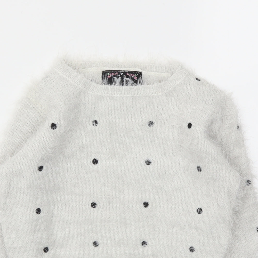 YD Girls Grey Spotted  Pullover Hoodie Size 8-9 Years
