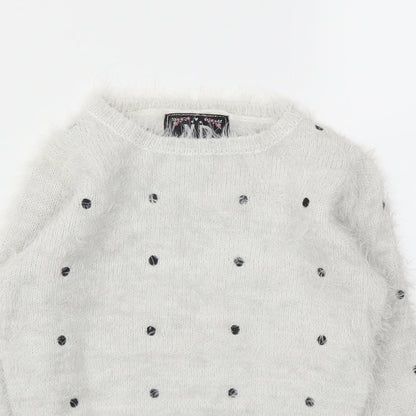 YD Girls Grey Spotted  Pullover Hoodie Size 8-9 Years