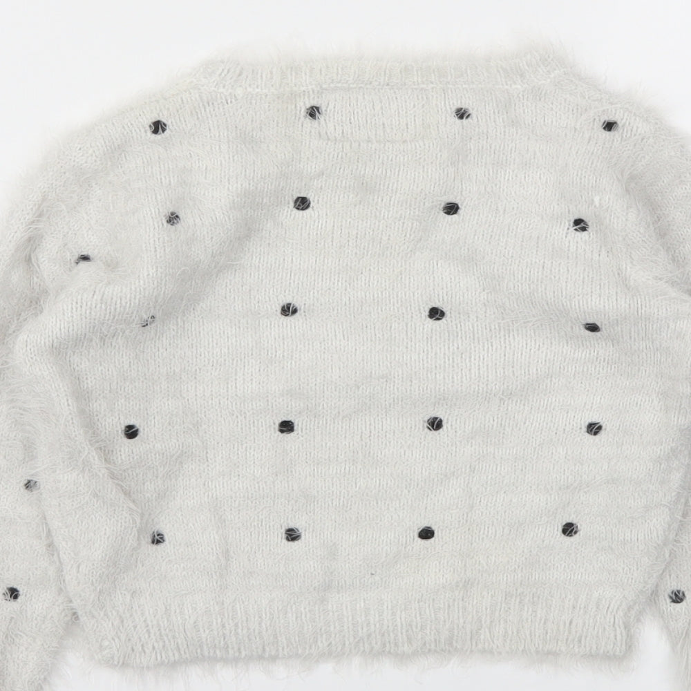 YD Girls Grey Spotted  Pullover Hoodie Size 8-9 Years