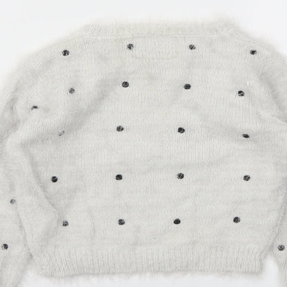 YD Girls Grey Spotted  Pullover Hoodie Size 8-9 Years