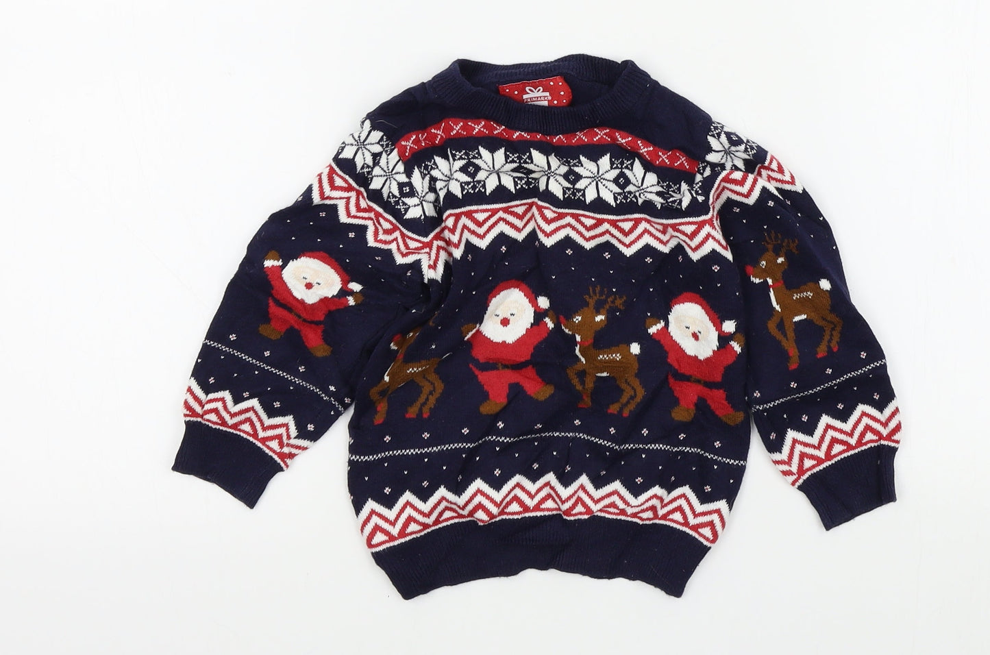 Primark Baby Blue Colourblock  Pullover Jumper Size 36 Months  - christmas jumper