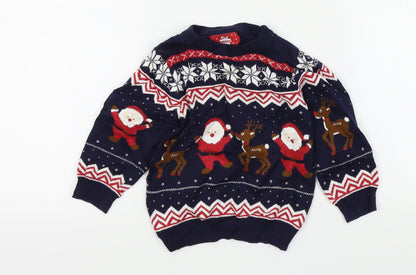 Primark Baby Blue Colourblock  Pullover Jumper Size 36 Months  - christmas jumper