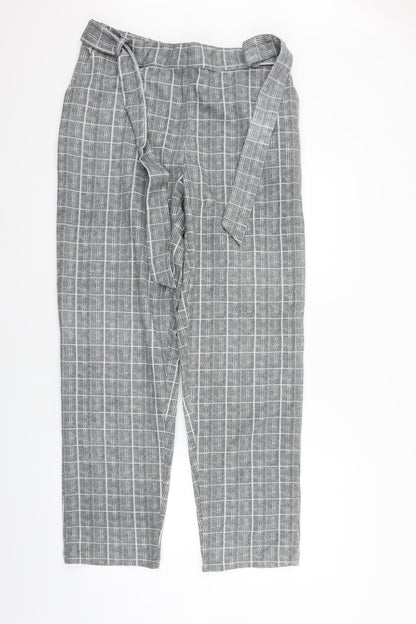 Mega Womens Grey Check  Trousers  Size 14 L28 in