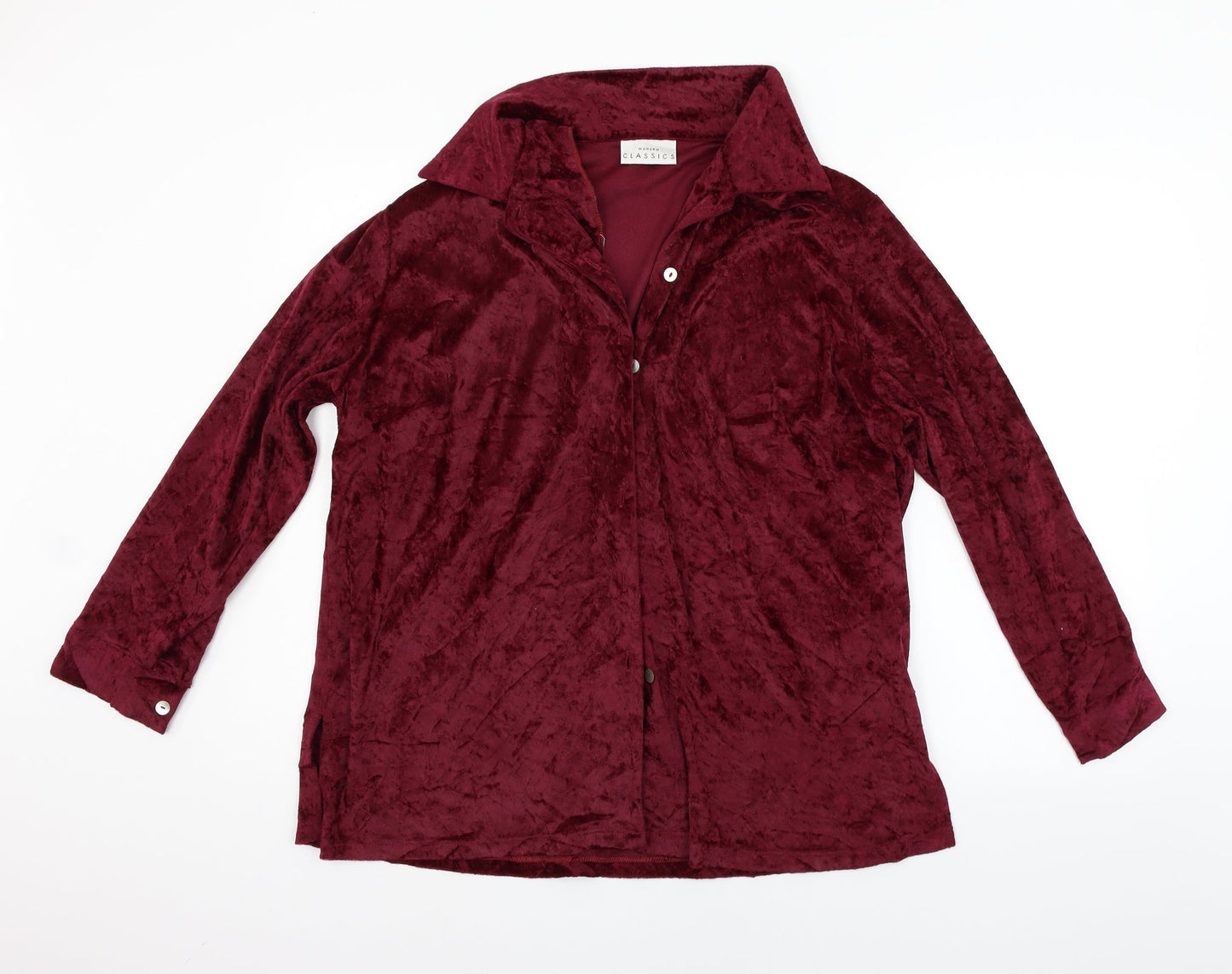 Womens UK Size 18 Classic Purple Basic Button-Up