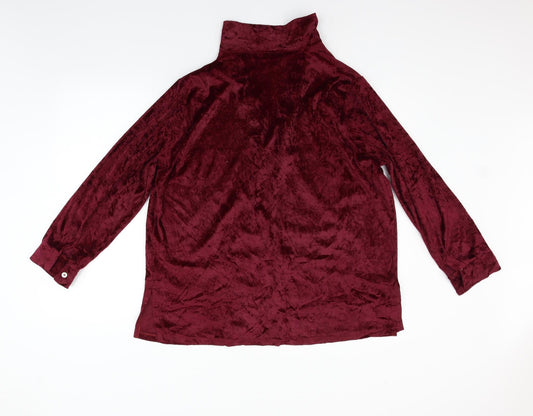 Womens UK Size 18 Classic Purple Basic Button-Up