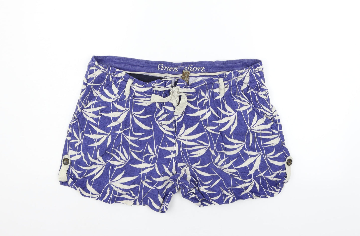 deniem co Womens Blue Geometric  Sweat Shorts Size 14