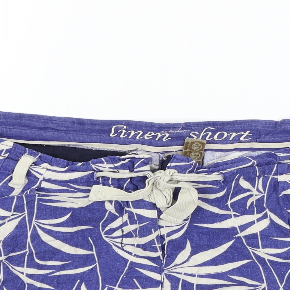 deniem co Womens Blue Geometric  Sweat Shorts Size 14