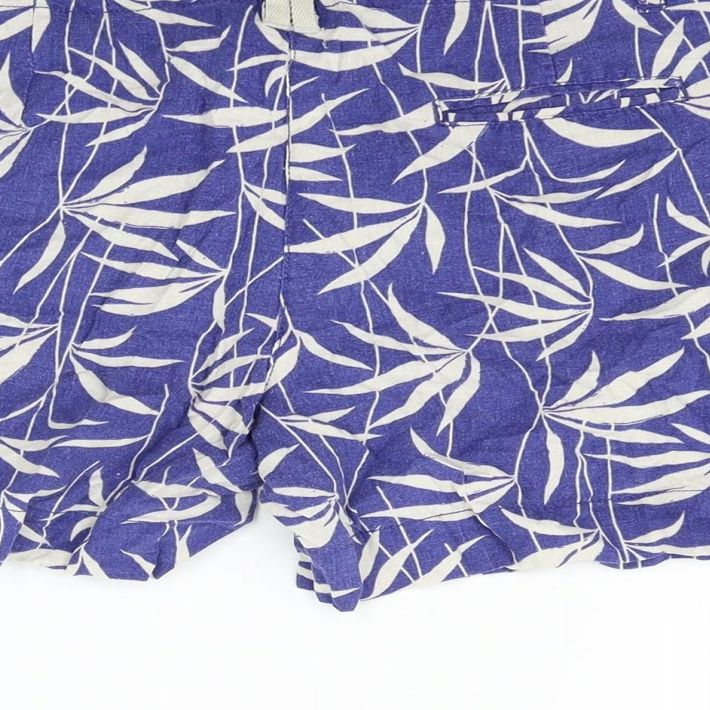 deniem co Womens Blue Geometric  Sweat Shorts Size 14