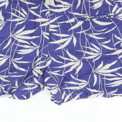 deniem co Womens Blue Geometric  Sweat Shorts Size 14