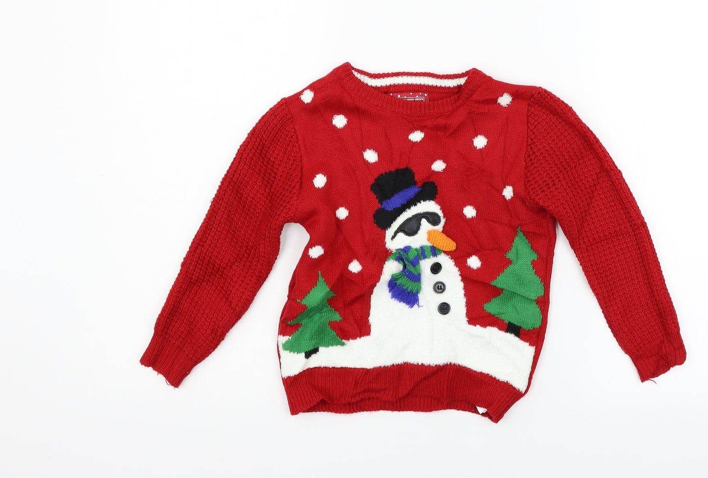 Primark Girls Red   Pullover Jumper Size 4-5 Years  - christams