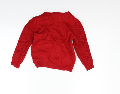 Primark Girls Red   Pullover Jumper Size 4-5 Years  - christams