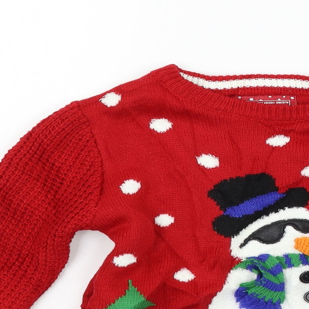 Primark Girls Red   Pullover Jumper Size 4-5 Years  - christams