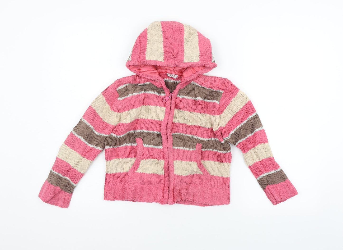 Girl2Girl Girls Orange Striped  Full Zip Jumper Size 4-5 Years