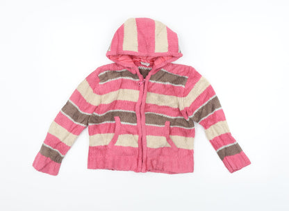 Girl2Girl Girls Orange Striped  Full Zip Jumper Size 4-5 Years