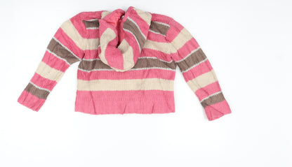 Girl2Girl Girls Orange Striped  Full Zip Jumper Size 4-5 Years