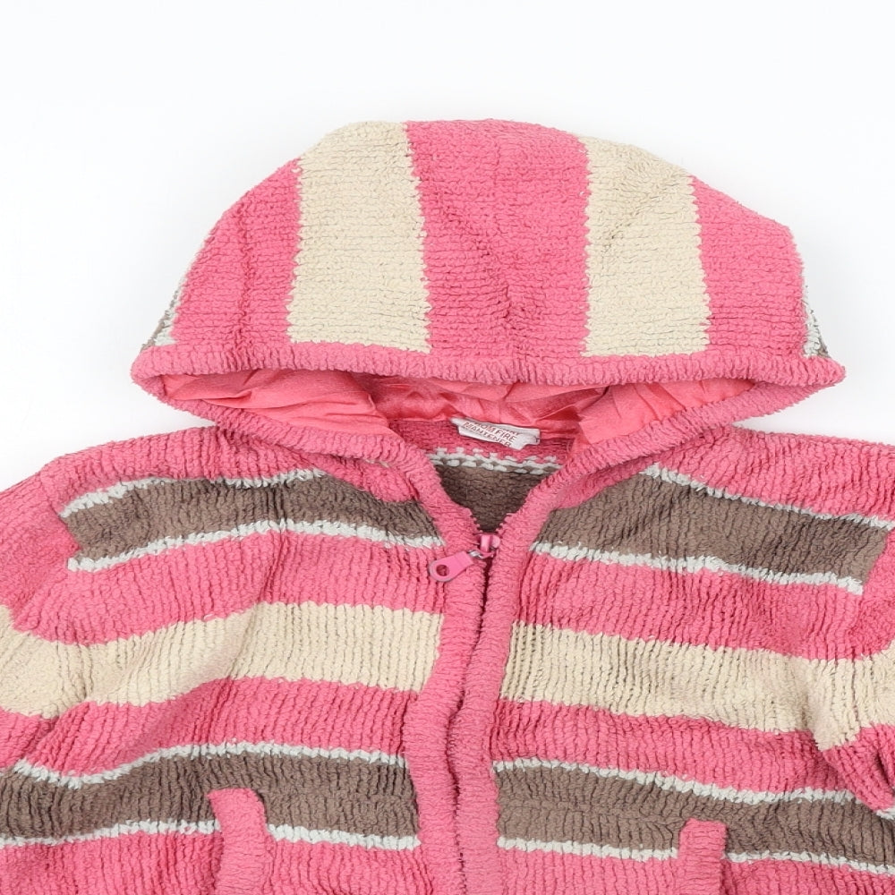 Girl2Girl Girls Orange Striped  Full Zip Jumper Size 4-5 Years