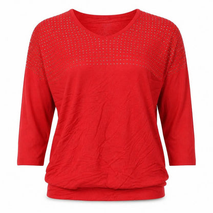 Womens UK Size L Quiz Red Henley Jumper