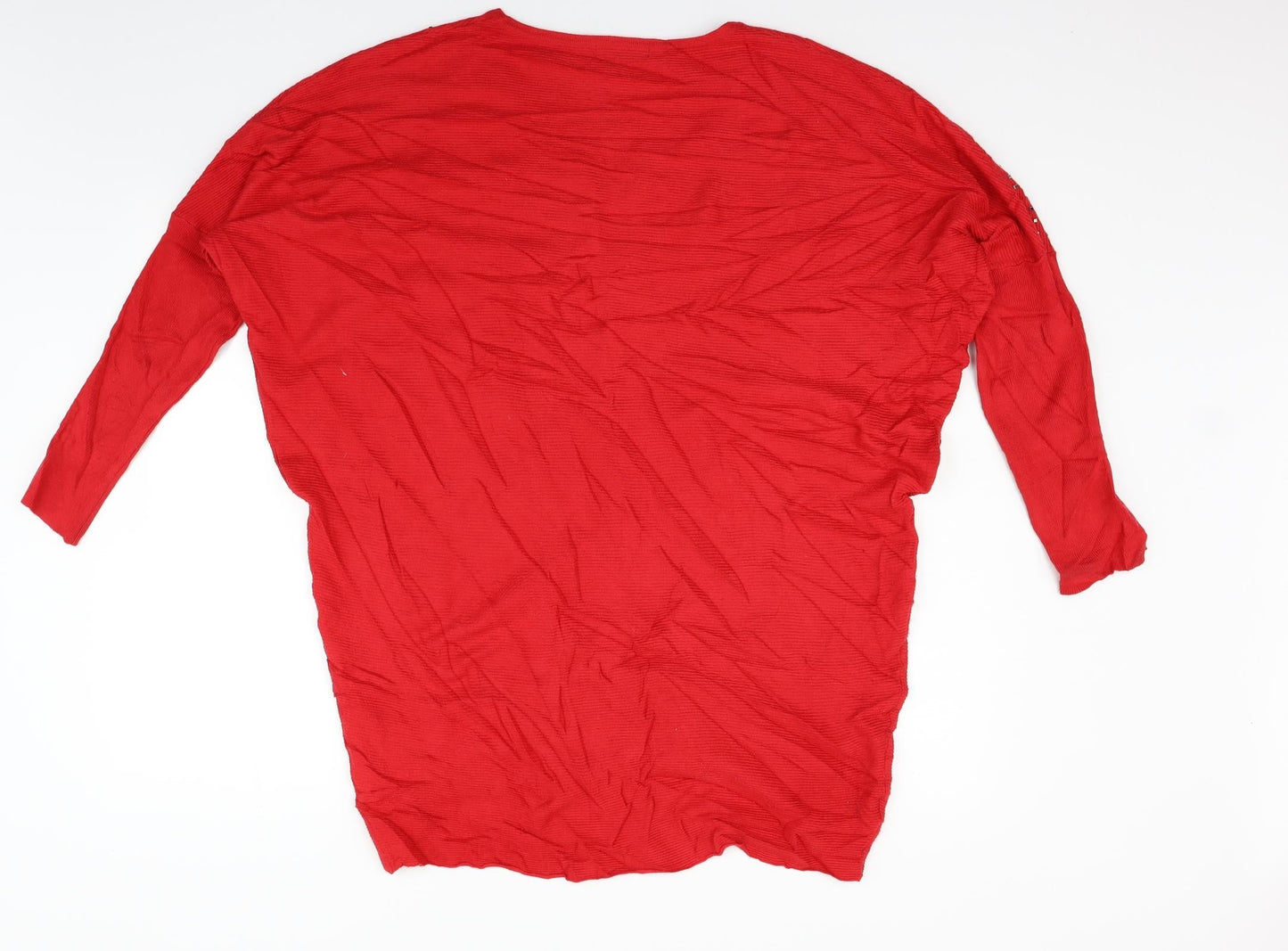 Womens UK Size L Quiz Red Henley Jumper