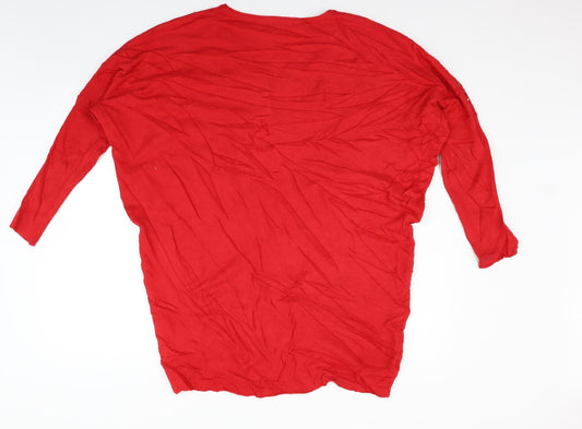 Womens UK Size L Quiz Red Henley Jumper