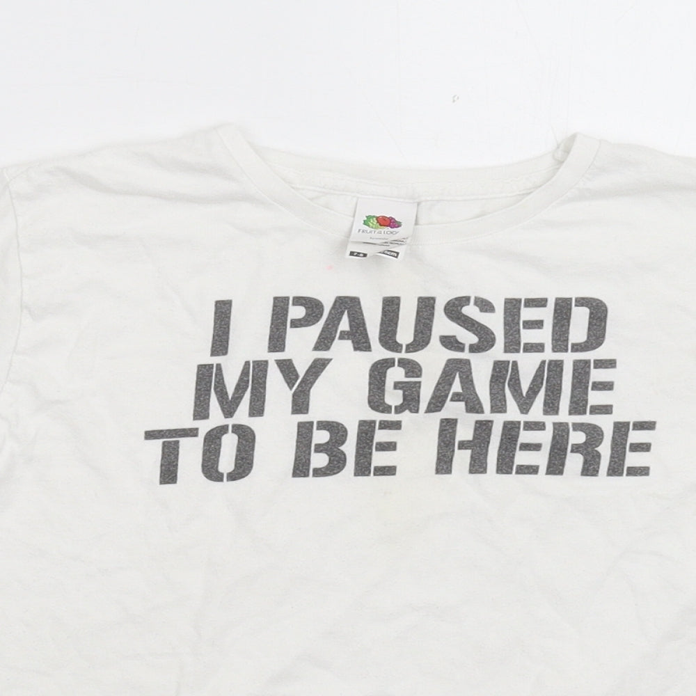 Fruit of the Loom Boys White   Basic T-Shirt Size 7-8 Years  - I Paused My Game To Be Here