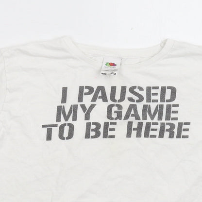 Fruit of the Loom Boys White   Basic T-Shirt Size 7-8 Years  - I Paused My Game To Be Here