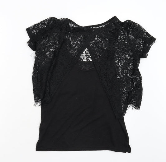 Miss Selfridge Womens Black   Basic T-Shirt Size 8