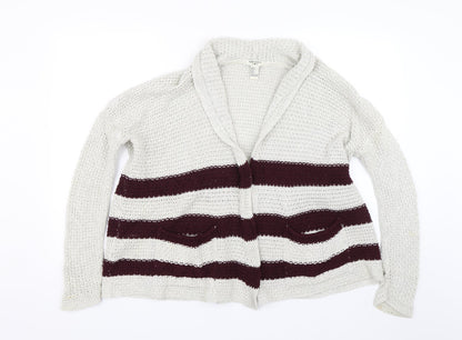 FOREVER 21 Womens Red Striped Knit Cardigan Jumper Size S