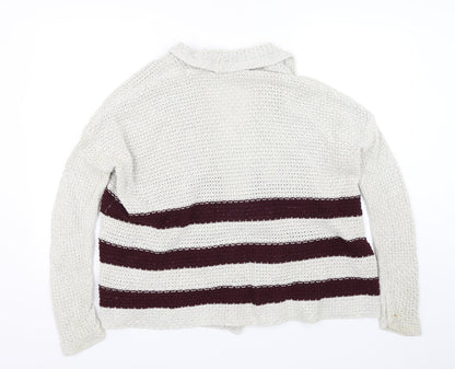 FOREVER 21 Womens Red Striped Knit Cardigan Jumper Size S