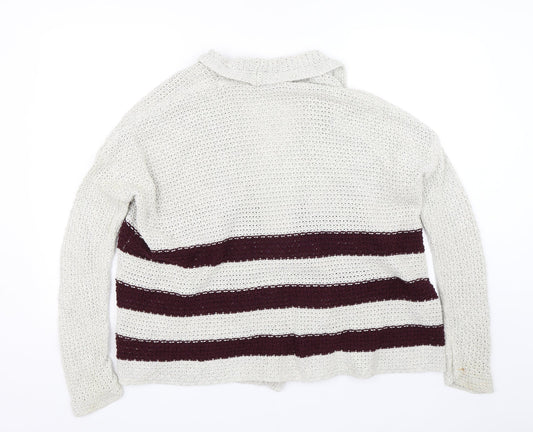 FOREVER 21 Womens Red Striped Knit Cardigan Jumper Size S