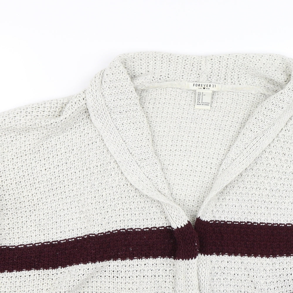 FOREVER 21 Womens Red Striped Knit Cardigan Jumper Size S
