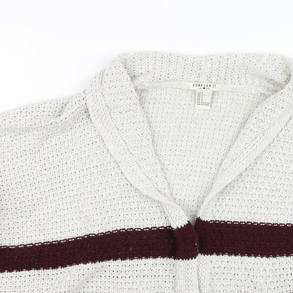 FOREVER 21 Womens Red Striped Knit Cardigan Jumper Size S