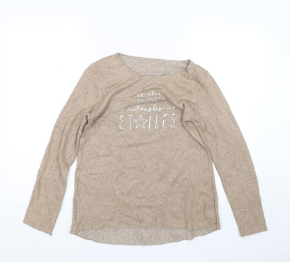 Womens UK Size S Preworn Brown Pullover Jumper