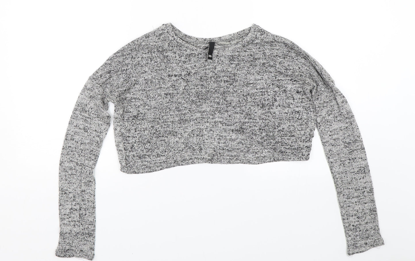 Womens UK Size XS H&M Grey Cropped T-Shirt