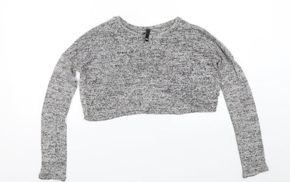 Womens UK Size XS H&M Grey Cropped T-Shirt