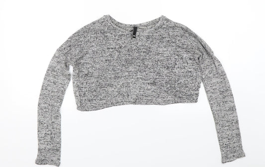 Womens UK Size XS H&M Grey Cropped T-Shirt
