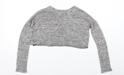 Womens UK Size XS H&M Grey Cropped T-Shirt
