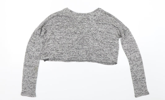 Womens UK Size XS H&M Grey Cropped T-Shirt