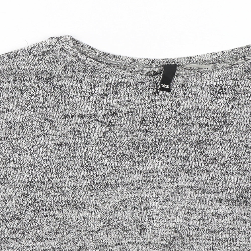 Womens UK Size XS H&M Grey Cropped T-Shirt