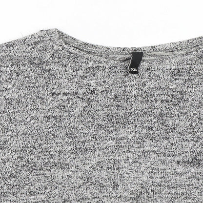 Womens UK Size XS H&M Grey Cropped T-Shirt