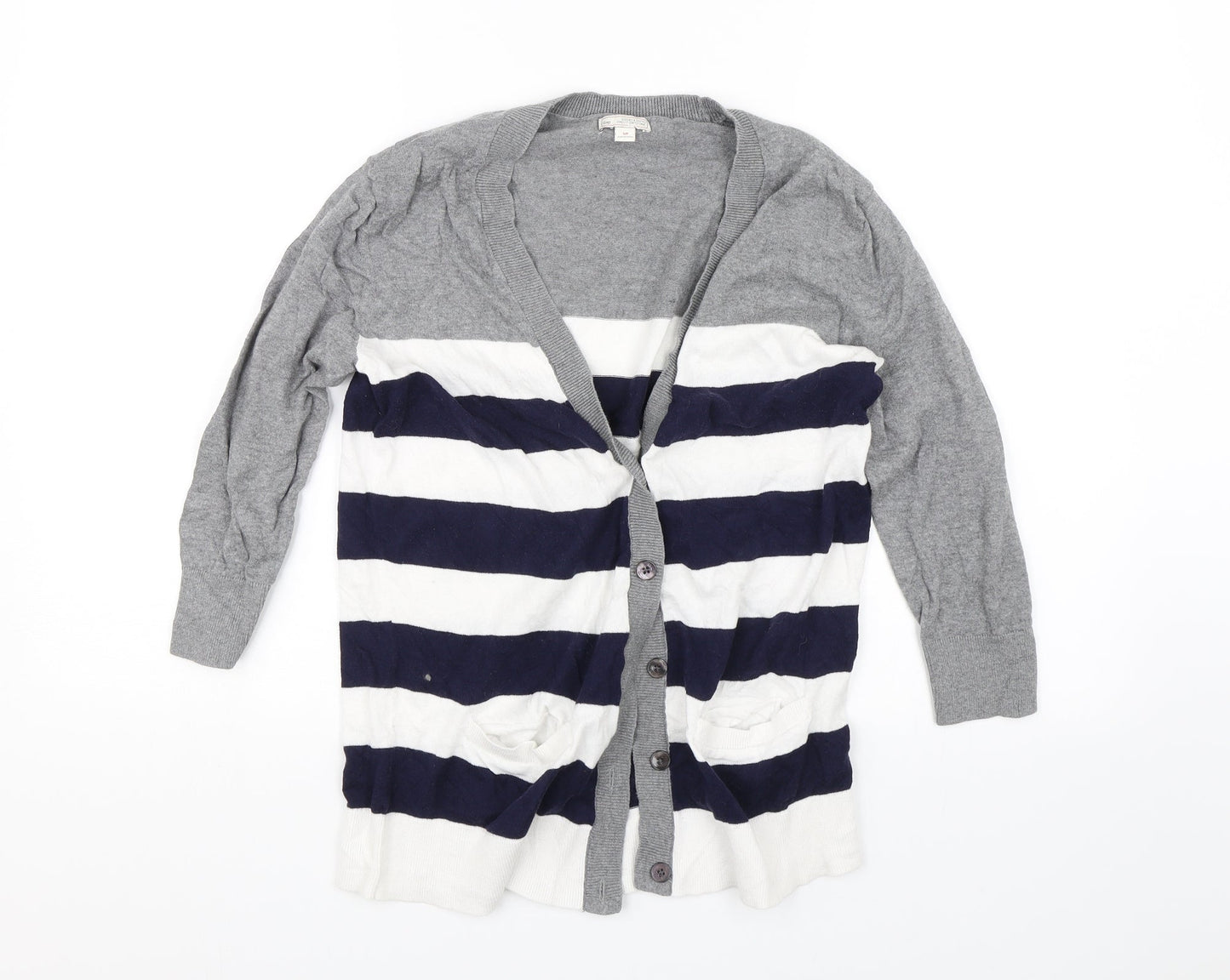 Gap Womens Blue Striped  Cardigan Jumper Size S