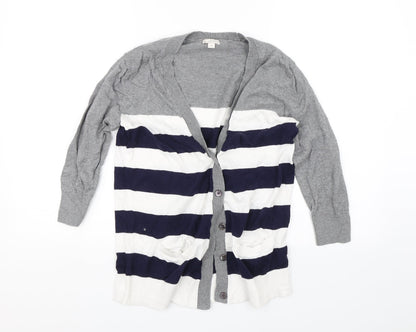 Gap Womens Blue Striped  Cardigan Jumper Size S