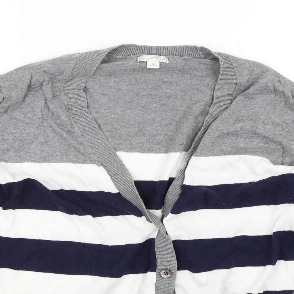 Gap Womens Blue Striped  Cardigan Jumper Size S