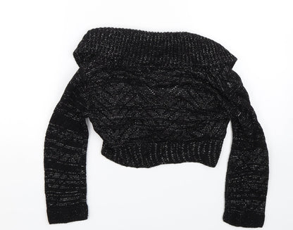 Ethel Austin Girls Black  Knit Cape Jumper Size 11-12 Years