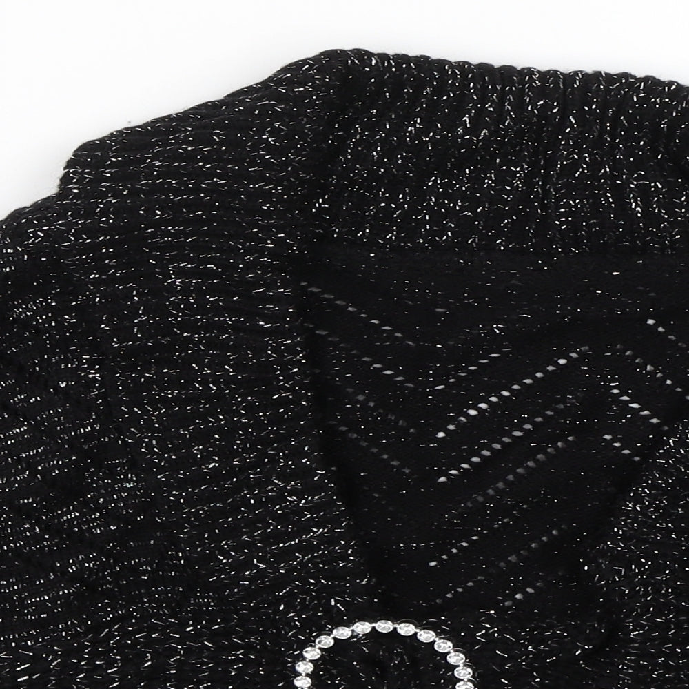 Ethel Austin Girls Black  Knit Cape Jumper Size 11-12 Years