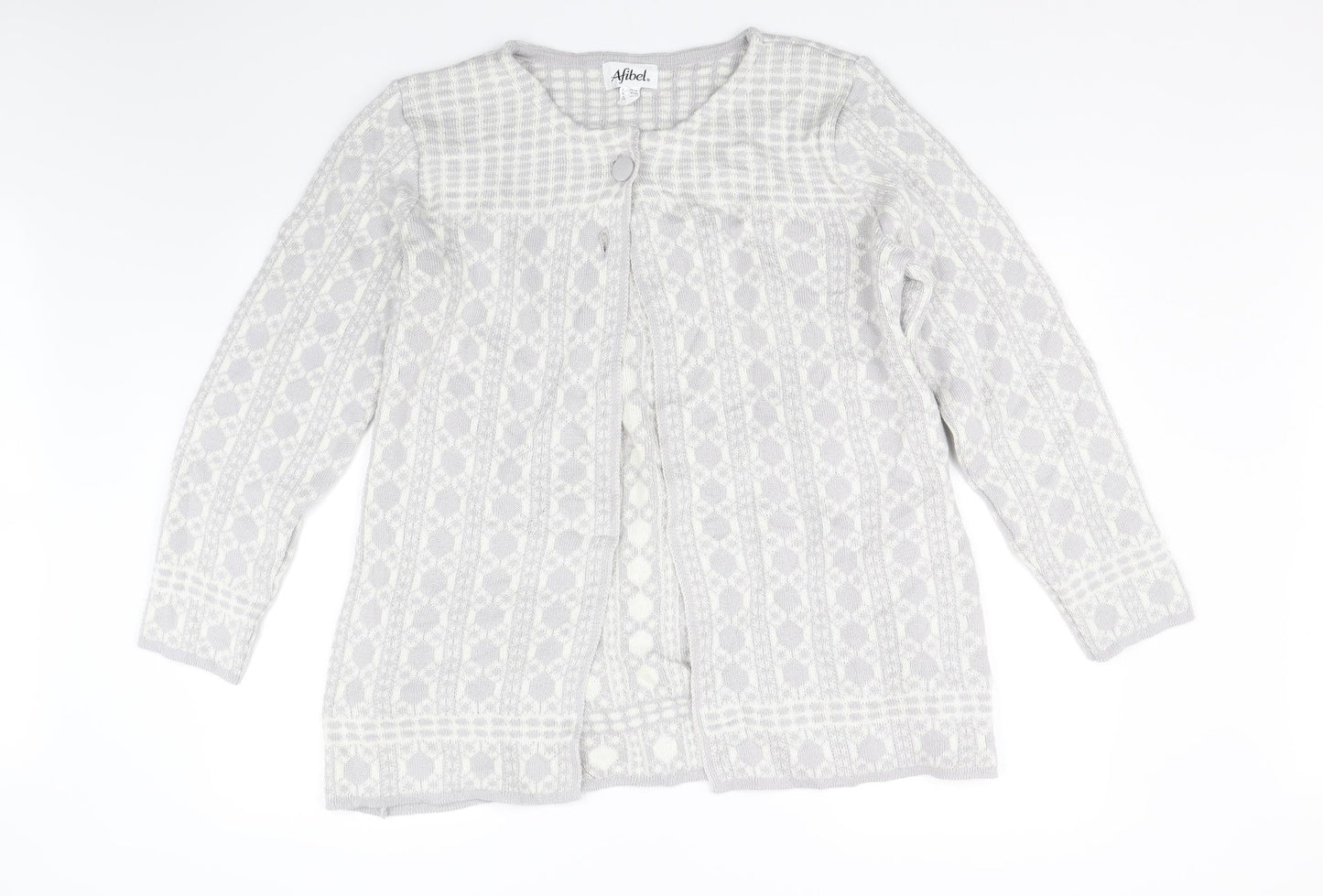 Womens UK Size 16 Afibel Grey Cardigan Jumper