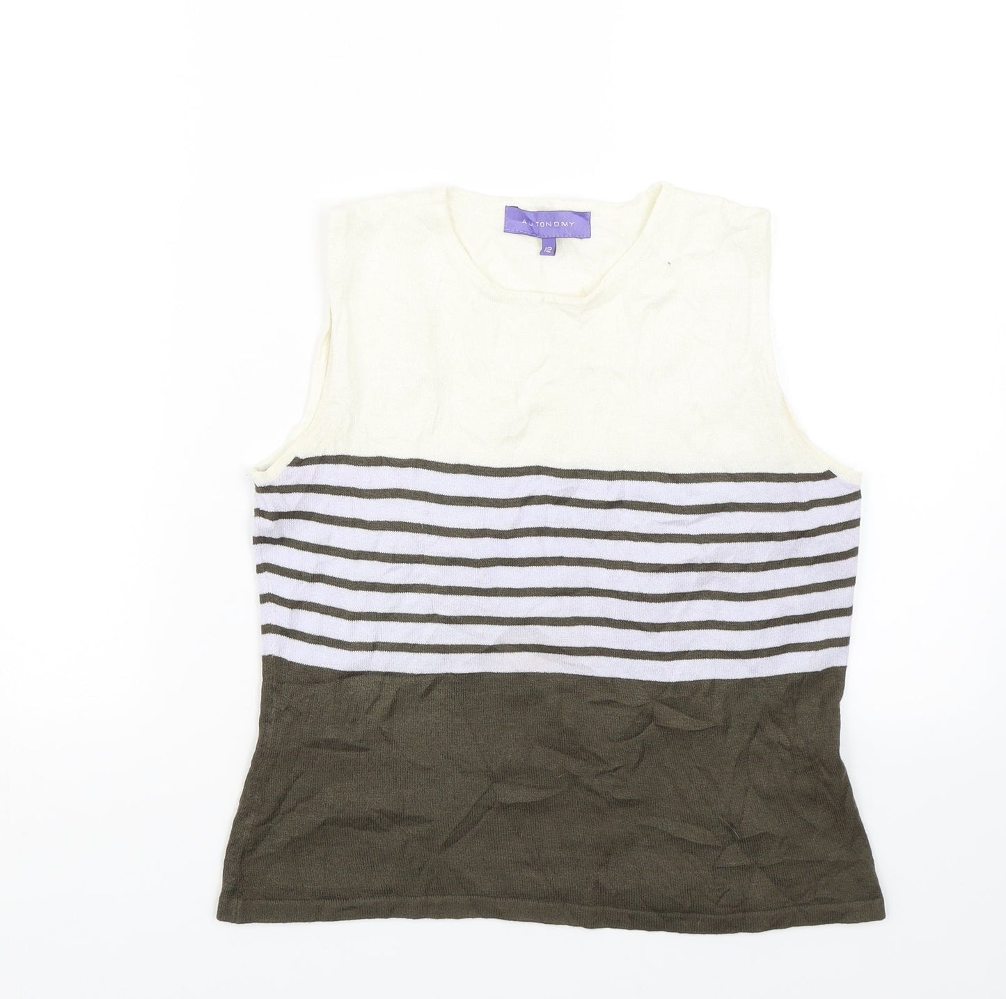 Autonomy Womens Brown Striped  Basic Tank Size 12